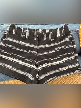 Nike Black and White Striped Golf Tour Performance Shorts